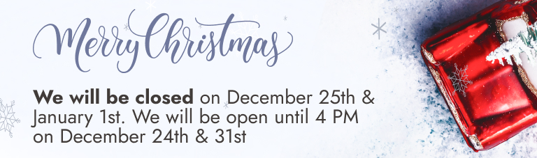 We will be closed on December 24th, 25th and January 1st